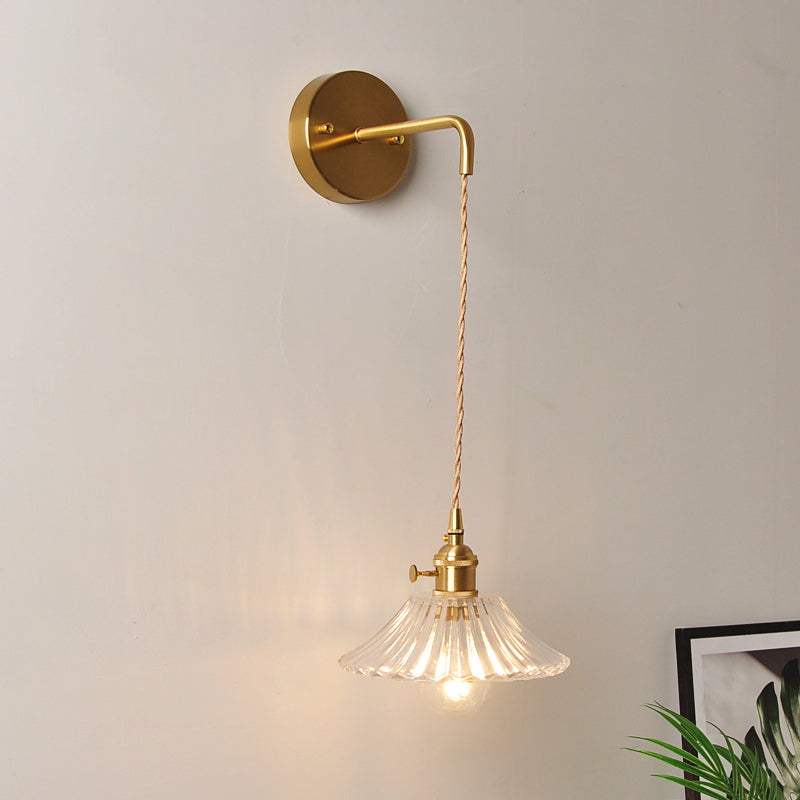 BowLift | 1 Head Wall Mount Light Industrial Shade Clear Glass Wall Light Fixture for Nightstand