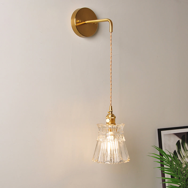 BowLift | 1 Head Wall Mount Light Industrial Shade Clear Glass Wall Light Fixture for Nightstand