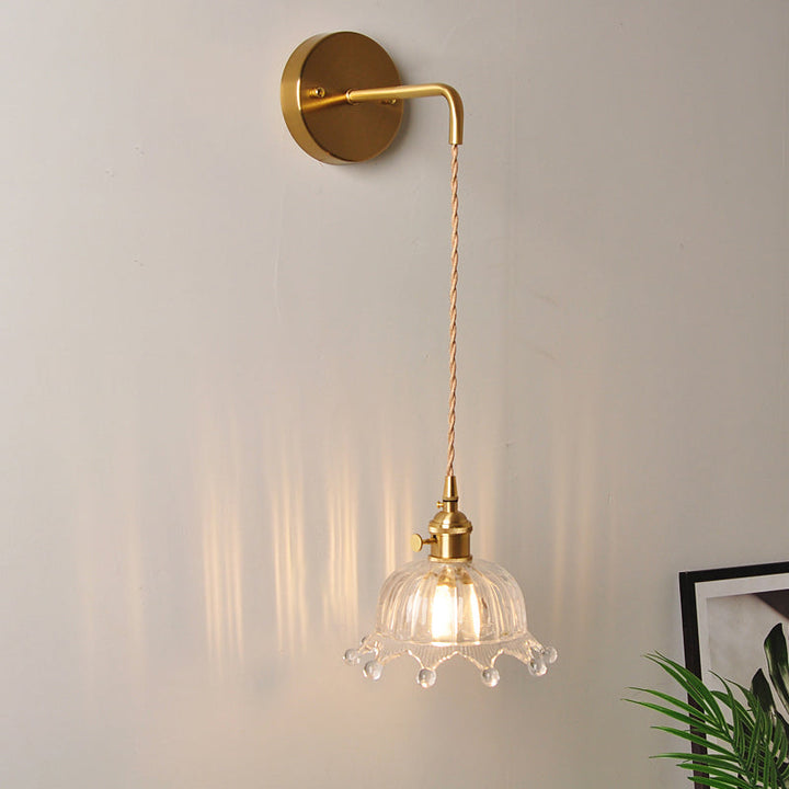 BowLift | 1 Head Wall Mount Light Industrial Shade Clear Glass Wall Light Fixture for Nightstand