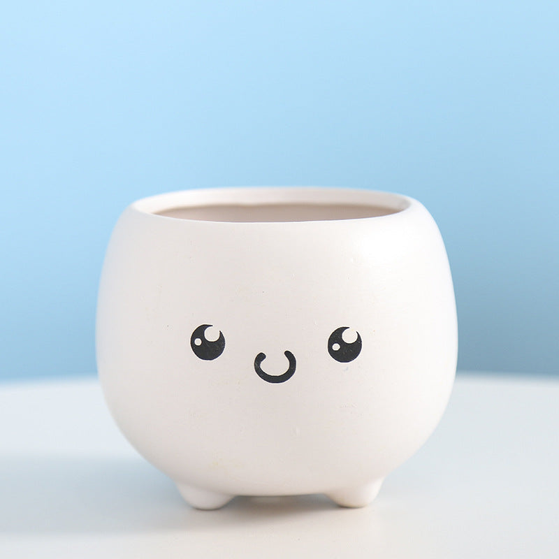 Cute Smiling Ceramic Planter Bowlift