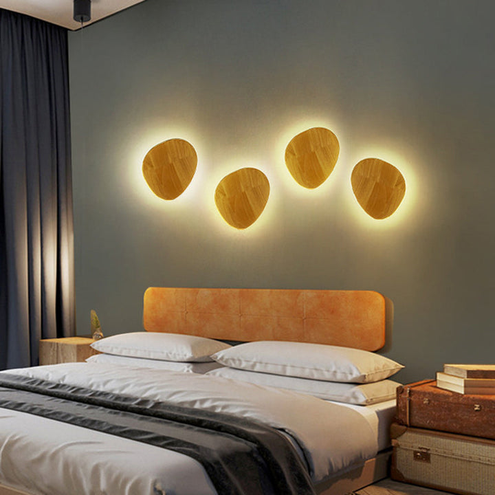 BowLift | Contemporary geometric LED wall lighting wood living room wall lamp in beige