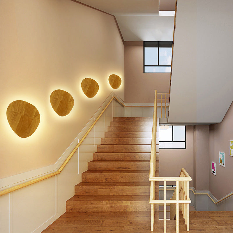 BowLift | Contemporary geometric LED wall lighting wood living room wall lamp in beige