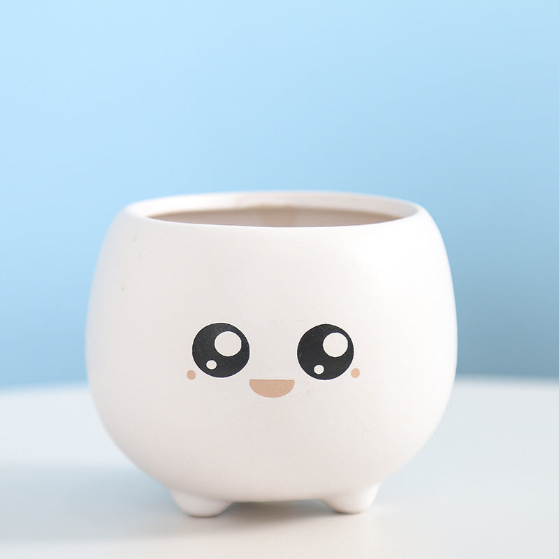 Cute Smiling Ceramic Planter Bowlift