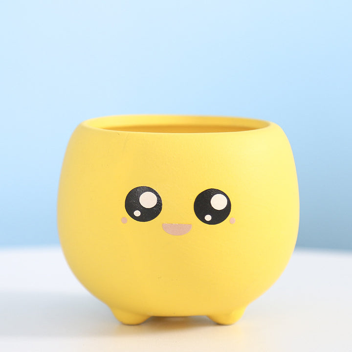 Cute Smiling Ceramic Planter Bowlift
