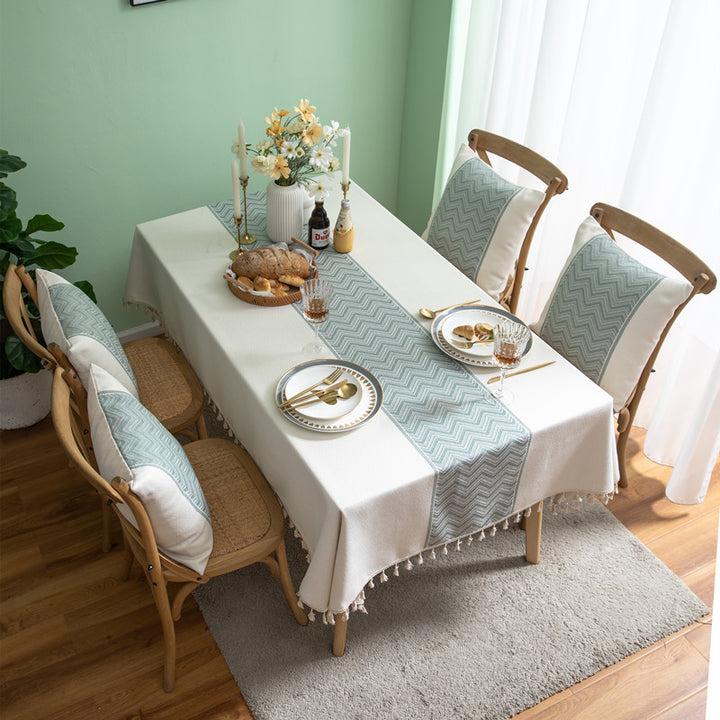 Elegant Woven Tablecloth with Tassel Fringe