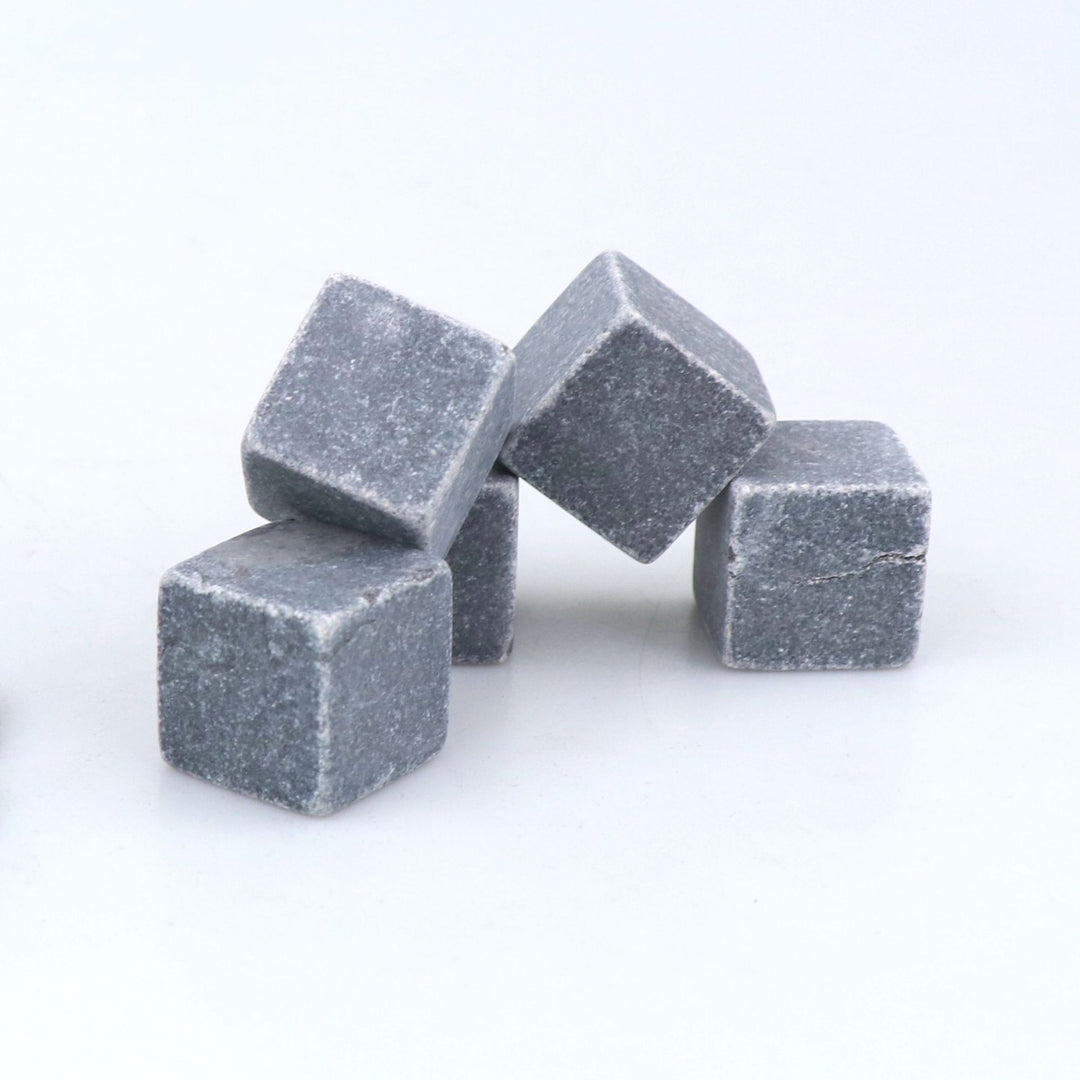 Soapstone Whiskey Chilling Cubes with Velvet Drawstring Pouch Bowlift