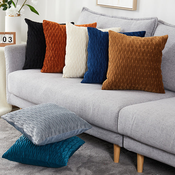 Velvet Ruched Square Throw Pillow Cushion Bowlift