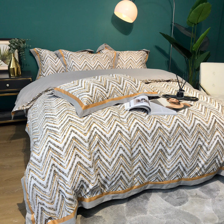 Houndstooth Plaid Reversible Duvet Cover Bedding Set with Solid Sateen Back & Envelope Shams