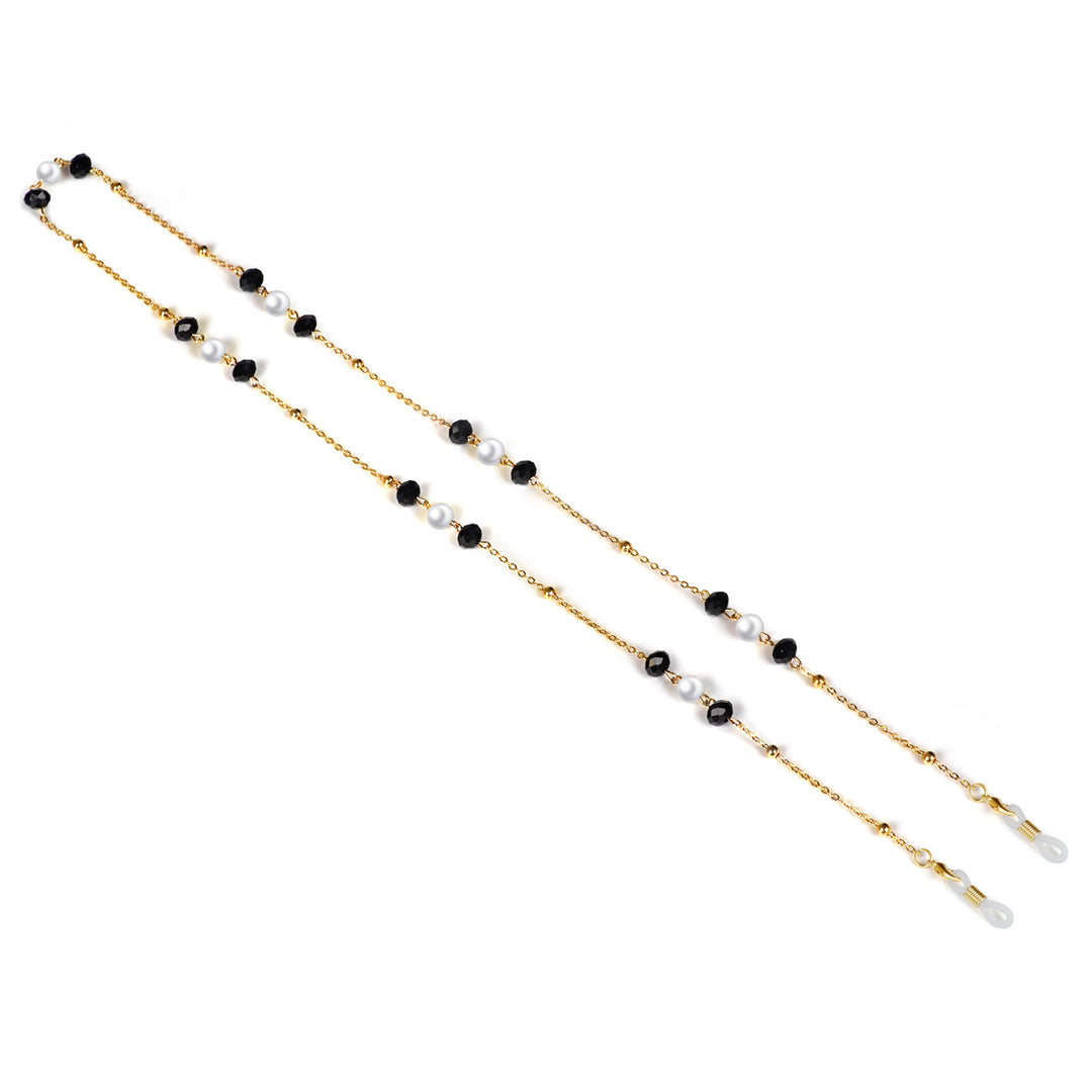 Elegant Pearl and Black Bead Eyewear Chain Bowlift