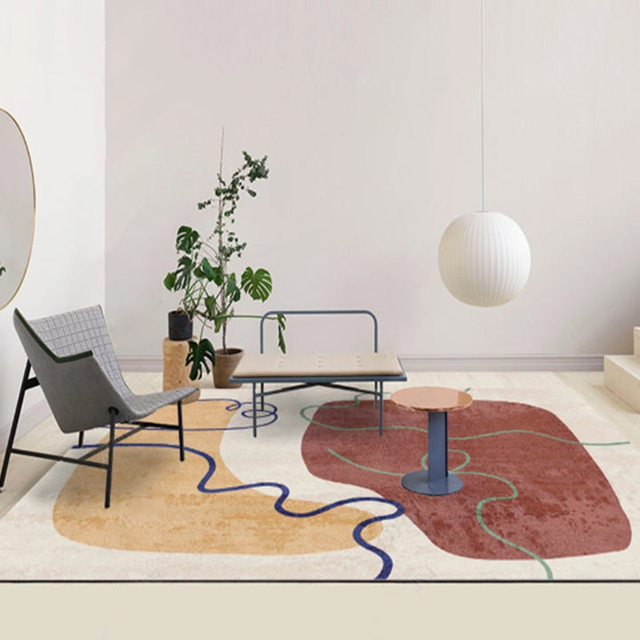 BowLift | Multi-Color Living Room Carpet Casual Geometric Print Indoor Carpet Polypropylene Pet-Friendly Washable Carpet