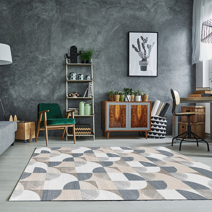 BowLift | Simple Color Block Rug Multicolored Polyester Area Rug Non-Slip Backing Machine Washable Rug for the Bedroom