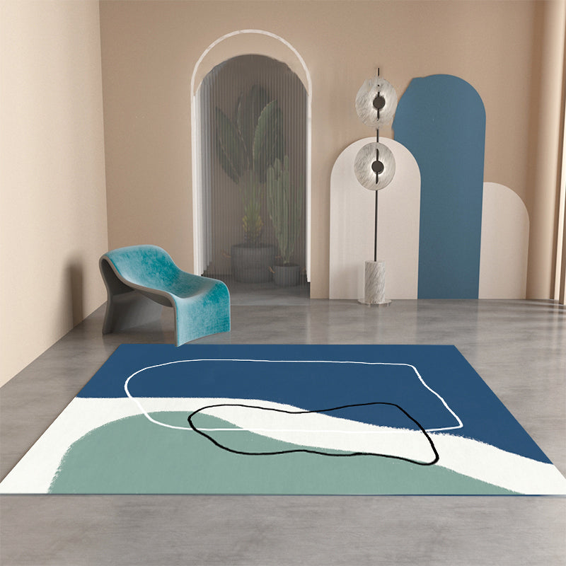 BowLift | Morandi-color western carpet cotton blend color block rug anti-slip backing washable rug for bedroom