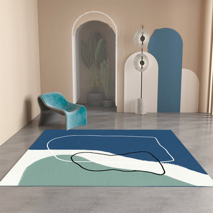 BowLift | Morandi-color western carpet cotton blend color block rug anti-slip backing washable rug for bedroom