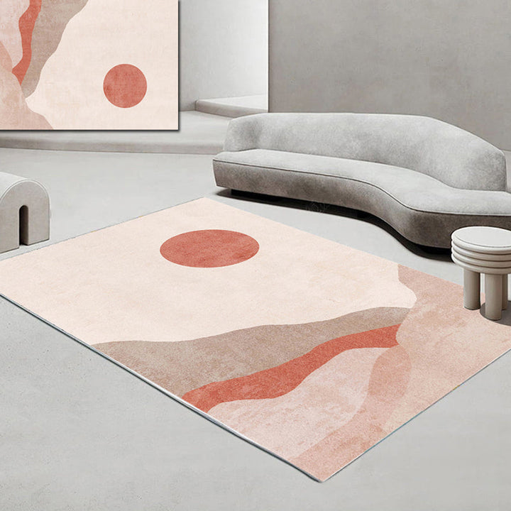 BowLift | Morandi color Western carpet cotton blend color block rug anti-slip backing washable rug for bedroom