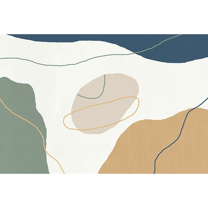 BowLift | Morandi-color western carpet cotton blend color block rug anti-slip backing washable rug for bedroom