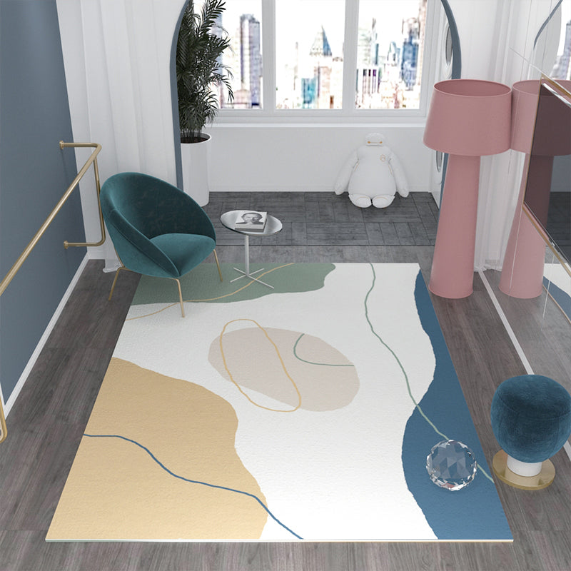 BowLift | Morandi-color western carpet cotton blend color block rug anti-slip backing washable rug for bedroom