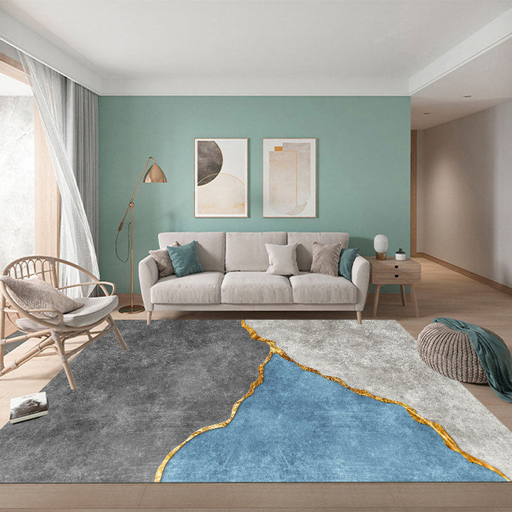BowLift | Calming Color Block Carpet Multicolored Cotton Blend Indoor Carpet Non-Slip Back Machine Washable Carpet for Space