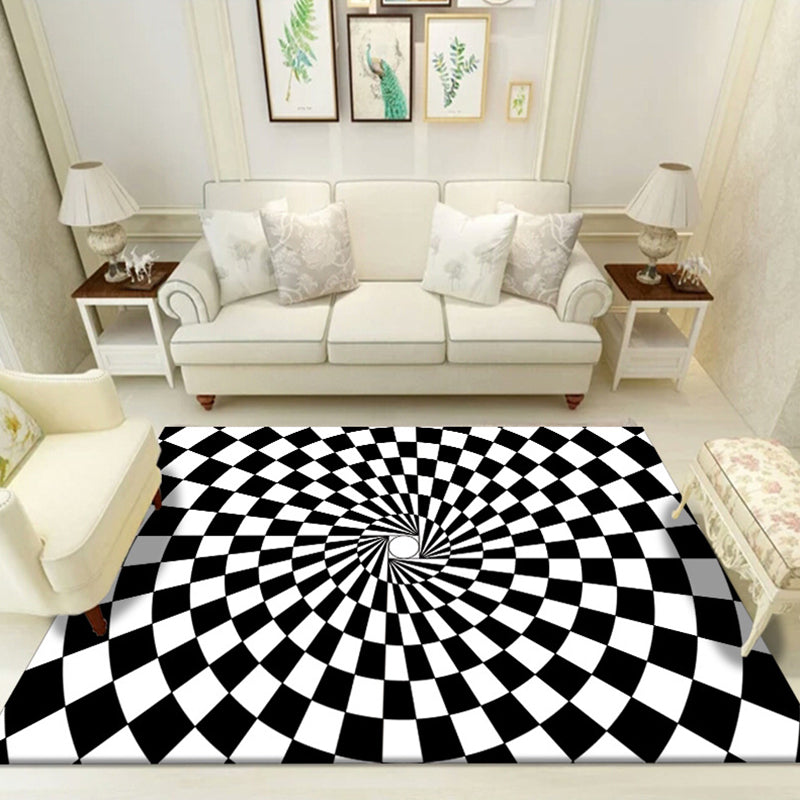 BowLift | Multicolored unique rug polyester 3D checkerboard area rug easy care pet-friendly indoor rug for living room