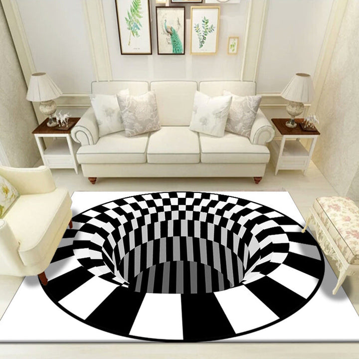 BowLift | Multicolored unique rug polyester 3D checkerboard area rug easy care pet-friendly indoor rug for living room