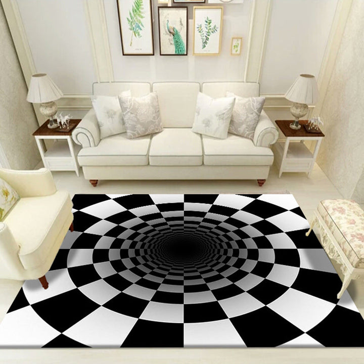 BowLift | Multicolored unique rug polyester 3D checkerboard area rug easy care pet-friendly indoor rug for living room