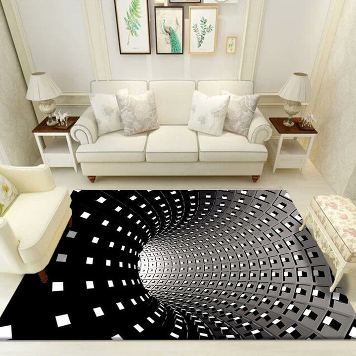 BowLift | Multicolored unique rug polyester 3D checkerboard area rug easy care pet-friendly indoor rug for living room