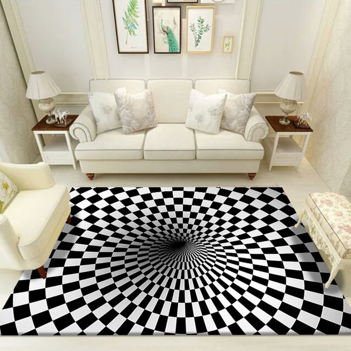 BowLift | Multicolored unique rug polyester 3D checkerboard area rug easy care pet-friendly indoor rug for living room