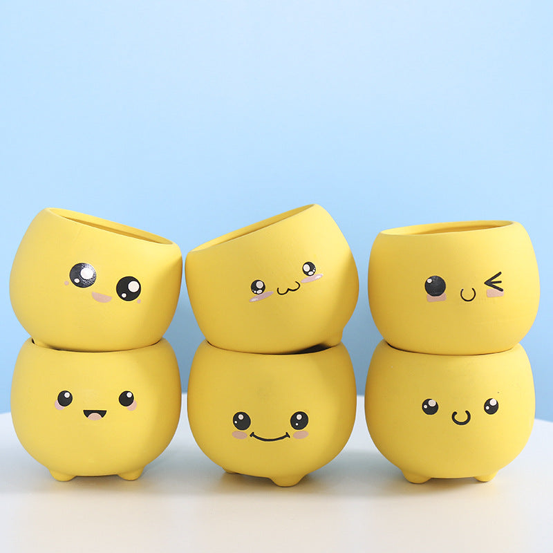 Cute Smiling Ceramic Planter Bowlift