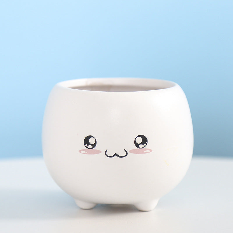 Cute Smiling Ceramic Planter Bowlift