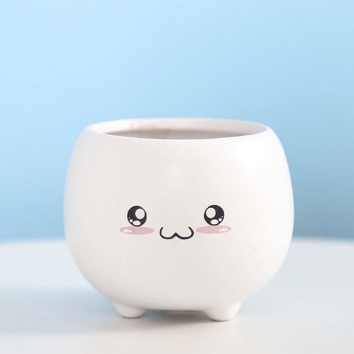 Cute Smiling Ceramic Planter Bowlift