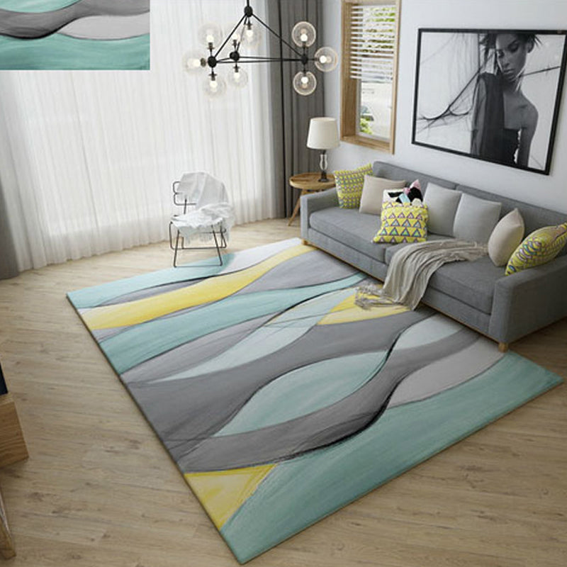 Relaxing striped rug Multicolored polypropylene rug Non-slip backing Washable indoor rug for the bedroom | Bowlift
