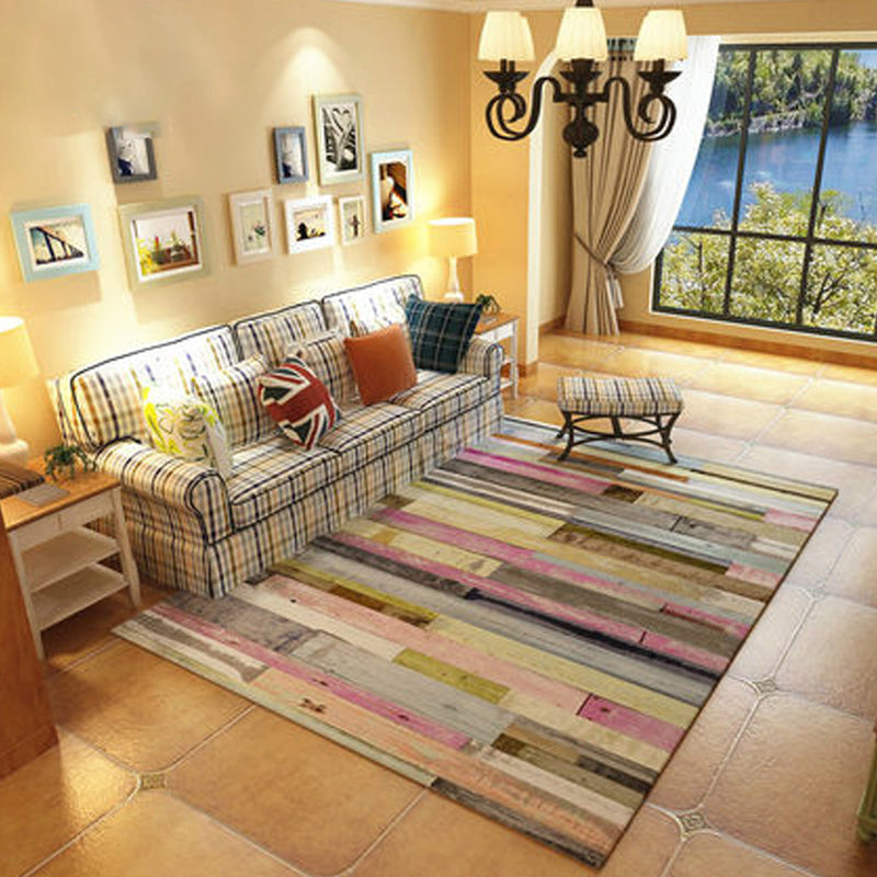 Relaxing striped rug Multicolored polypropylene rug Non-slip backing Washable indoor rug for the bedroom | Bowlift
