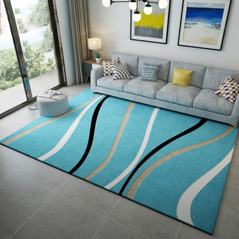 Relaxing striped rug Multicolored polypropylene rug Non-slip backing Washable indoor rug for the bedroom | Bowlift