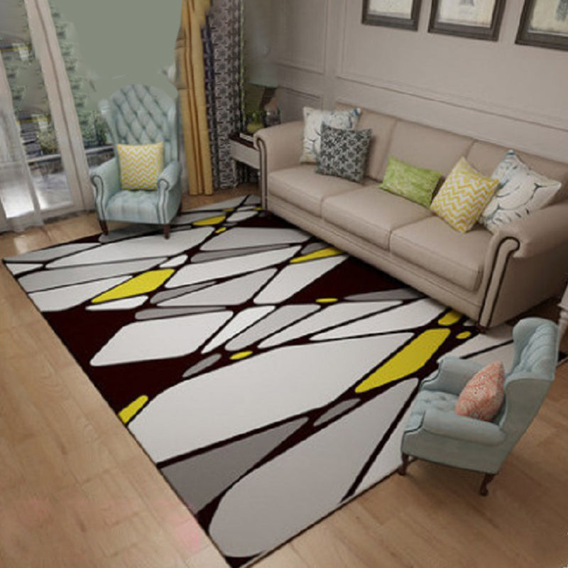 Chinese Parlor Rug Multicolored Geo Pattern Rug Polyester Nonslip Backing Pet Friendly Indoor Rug | Bowlift