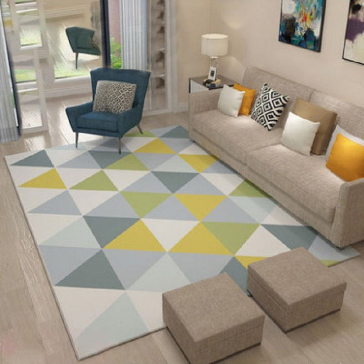 Chinese Parlor Rug Multicolored Geo Pattern Rug Polyester Nonslip Backing Pet Friendly Indoor Rug | Bowlift