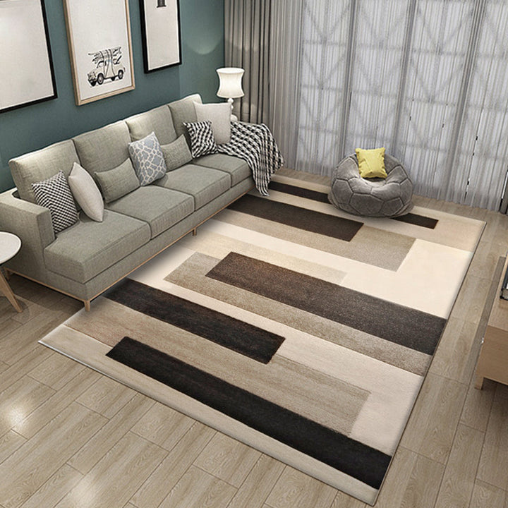 Simple multicolor abstract rug synthetic modern area rug non-slip pad pet-friendly rug for the living room | Bowlift