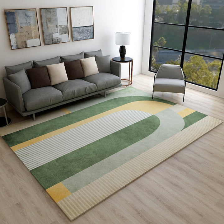 Casual Bedroom Rug Multicolored Geometric Print Rug Polyester Non-Slip Back Stain Resistant Rug | Bowlift