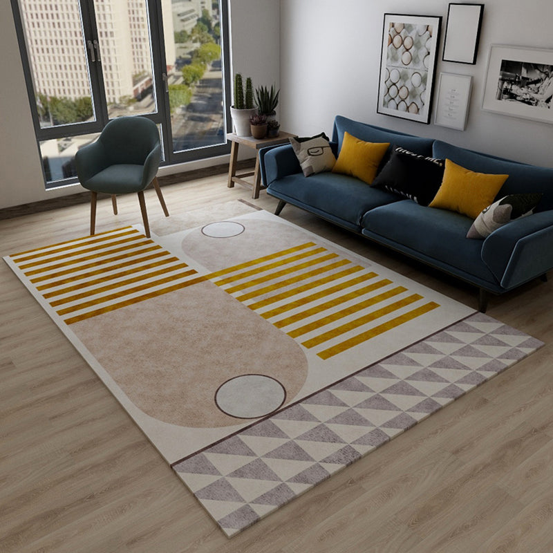 Casual Bedroom Rug Multicolored Geometric Print Rug Polyester Non-Slip Back Stain Resistant Rug | Bowlift