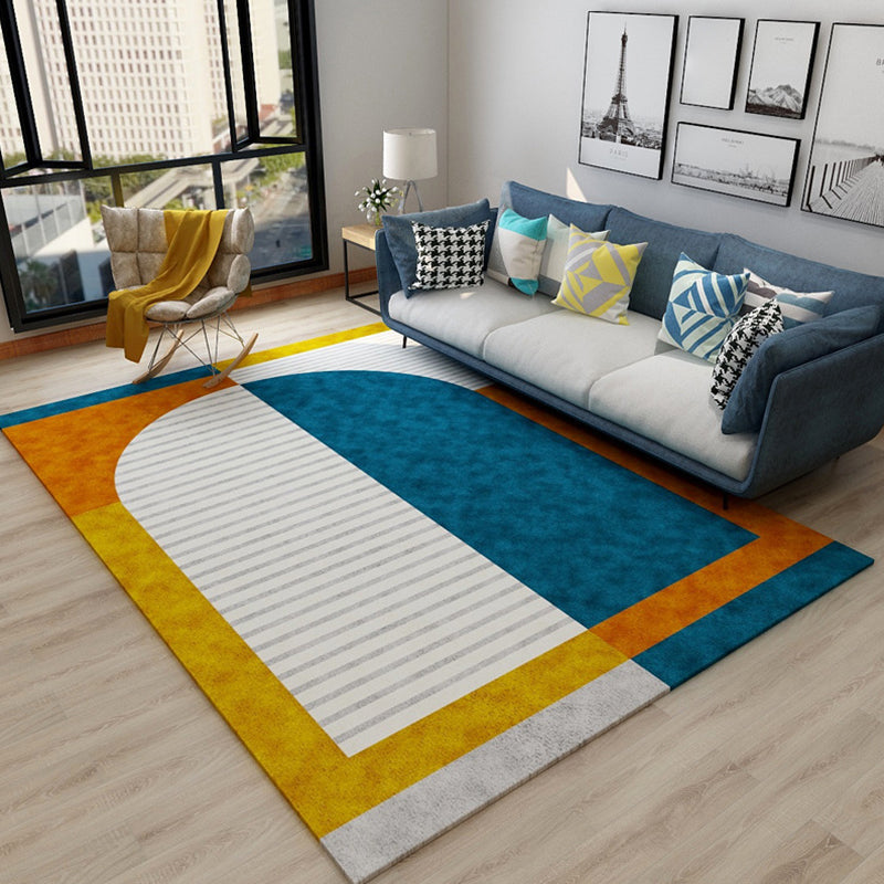 Casual Bedroom Rug Multicolored Geometric Print Rug Polyester Non-Slip Back Stain Resistant Rug | Bowlift