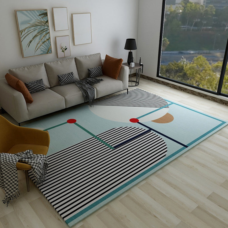 Casual Bedroom Rug Multicolored Geometric Print Rug Polyester Non-Slip Back Stain Resistant Rug | Bowlift