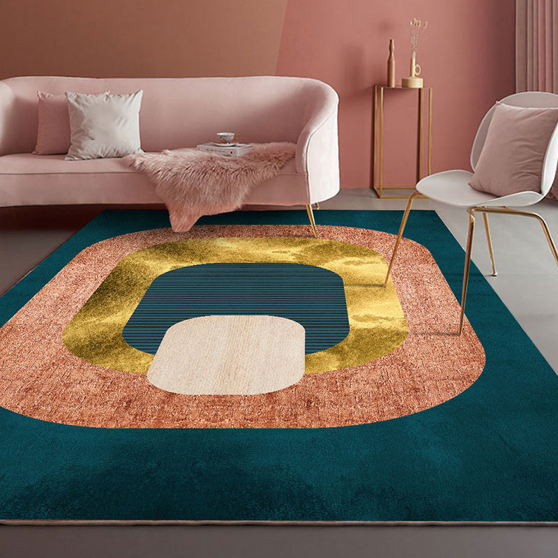 Modern living room rug Multicolored geometric print area rug cotton blend non-slip rug | Bowlift