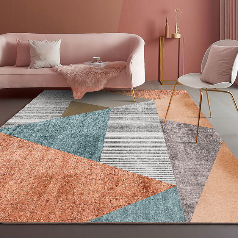 Modern living room rug Multicolored geometric print area rug cotton blend non-slip rug | Bowlift