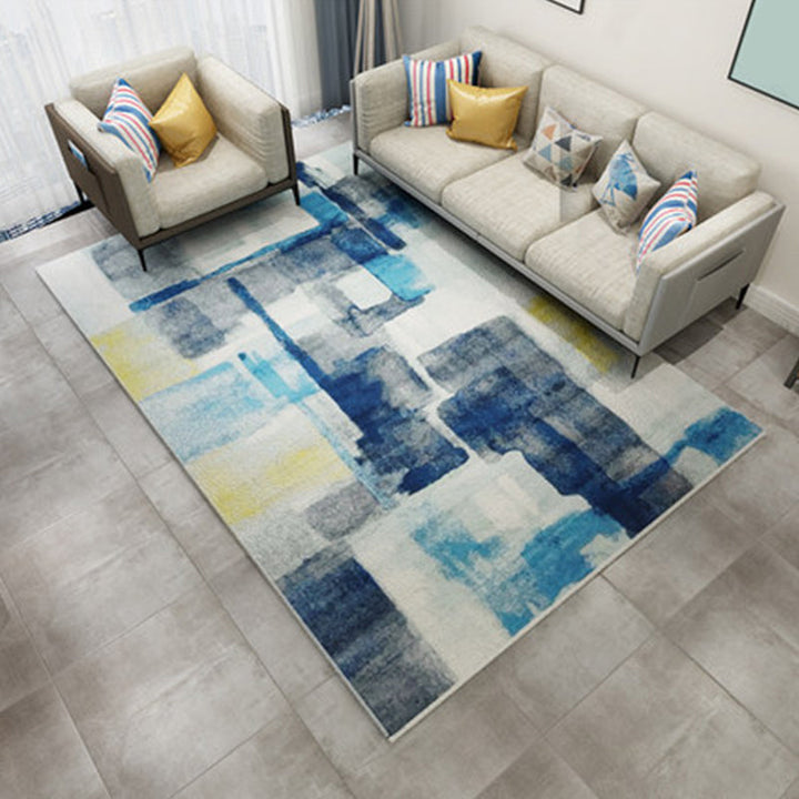 Nordic Living Room Rug Multicolored Abstract Print Area Rug Polyester Easy Care Machine Washable Indoor Rug | Bowlift