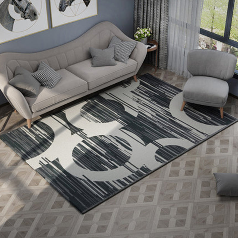 Nordic Living Room Rug Multicolored Abstract Print Area Rug Polyester Easy Care Machine Washable Indoor Rug | Bowlift
