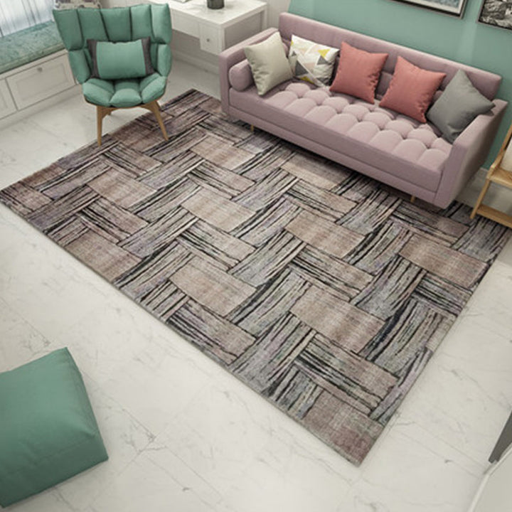 Nordic Living Room Rug Multicolored Abstract Print Area Rug Polyester Easy Care Machine Washable Indoor Rug | Bowlift