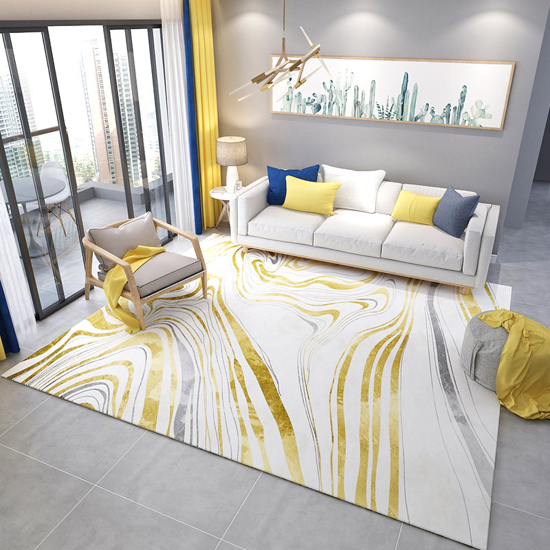 Casual multicolored printed rug made of polyester modern carpet with non-slip backing washable rug for the bedroom | Bowlift