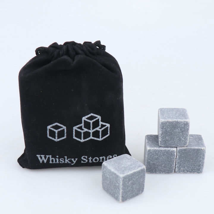 Soapstone Whiskey Chilling Cubes with Velvet Drawstring Pouch Bowlift