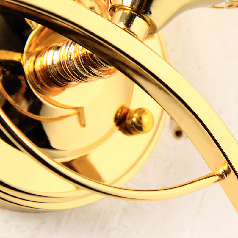 BowLift | Global Wall Lamp Vintage Style Metal 1 Head Chrome/Gold Wall Lamp with Clear Crystal Beads Decor