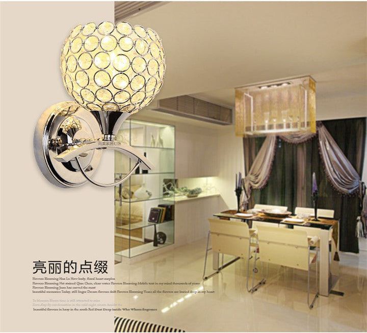 BowLift | Global Wall Lamp Vintage Style Metal 1 Head Chrome/Gold Wall Lamp with Clear Crystal Beads Decor