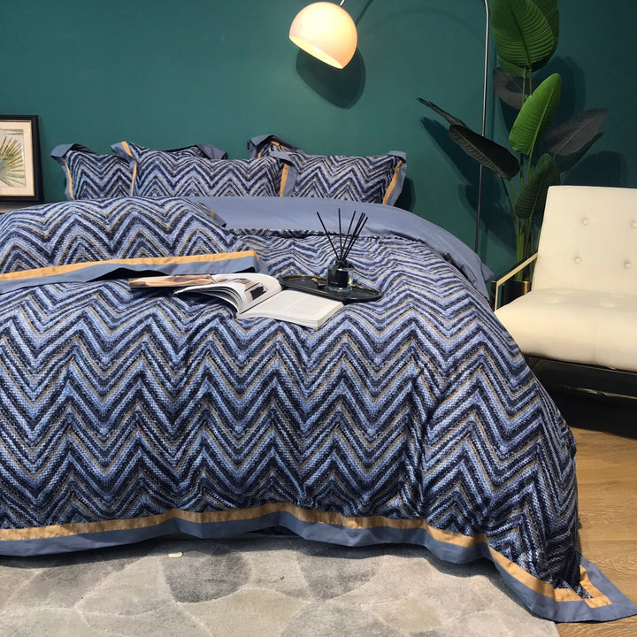 Houndstooth Plaid Reversible Duvet Cover Bedding Set with Solid Sateen Back & Envelope Shams
