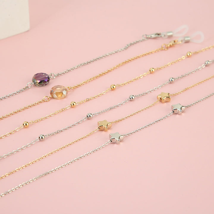 Adjustable Gold Beaded Eyewear Chain Bowlift